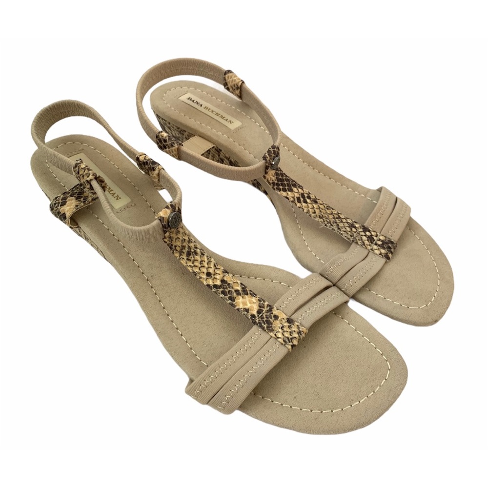 Dana Buchman Snake Print & Cream Wedge Sandal Shoe